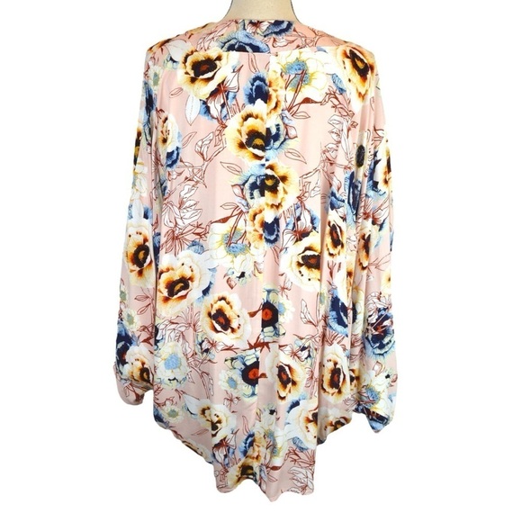 Maurices Pink Floral Peasant Sleeve Kimono, Size S/M - Picture 6 of 9